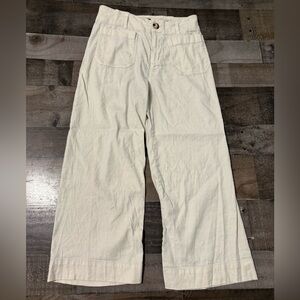 Maeve by Anthropologie The Colette Linen Blend Wide Leg Pants Cream 28P